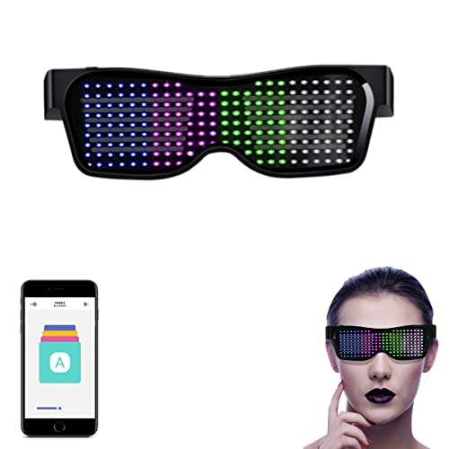 ZORBES LED Glasses for Party Bluetooth Light Glasses for Party APP Control Music Sync Mode LED Display Smart Glasses, USB Rechargeable Party Glasses for Nightclub, Festivals, Raves, Christmas, Birthday ZORBES LED Glasses for Party Bluetooth Light Glasses for Party APP Control Music Sync Mode LED Display Smart Glasses, USB Rechargeable Party Glasses for Nightclub, Festivals, Raves, Christmas, Birthday